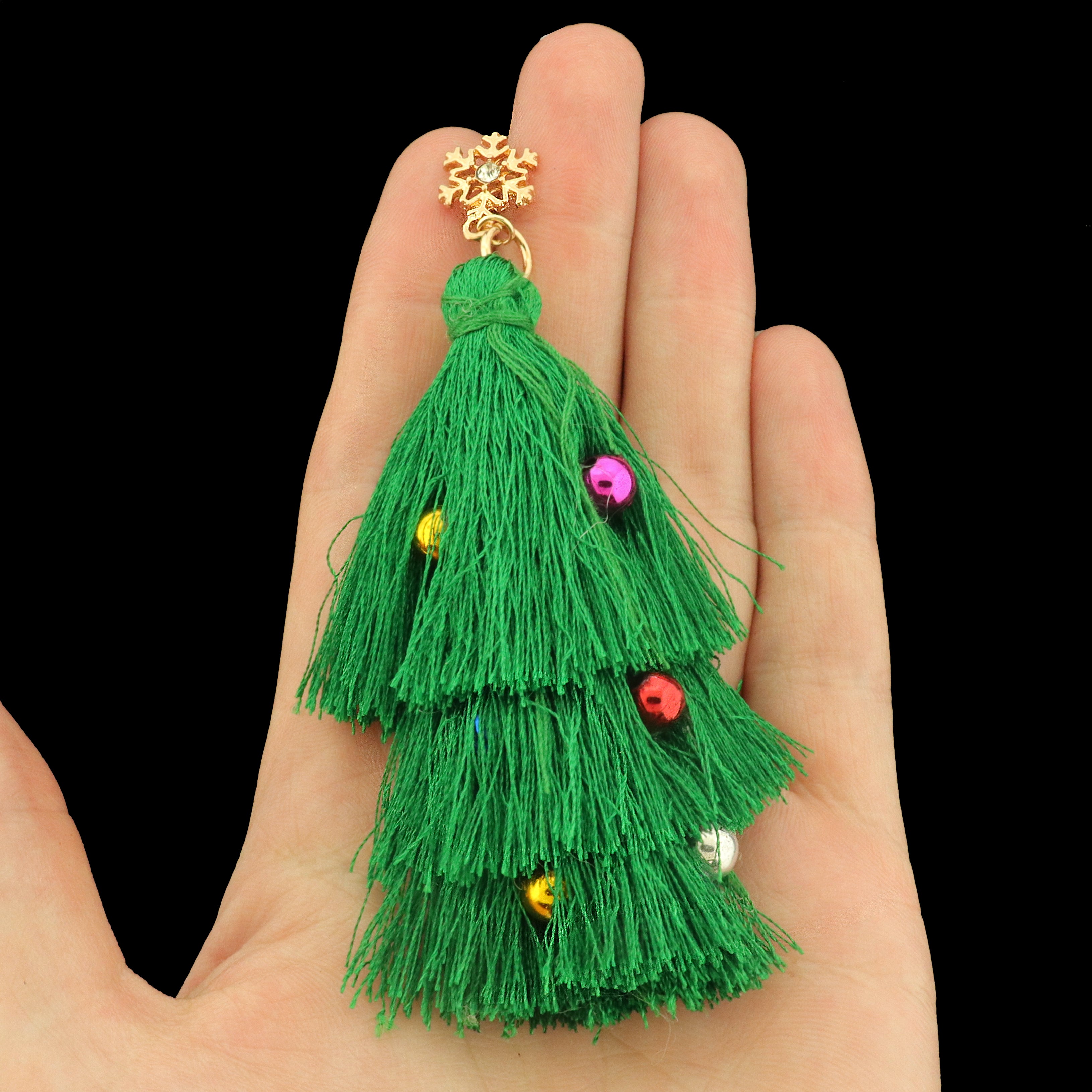 Christmas Tree Earrings - Decorated with Bells! - 1 Pair - ER1029