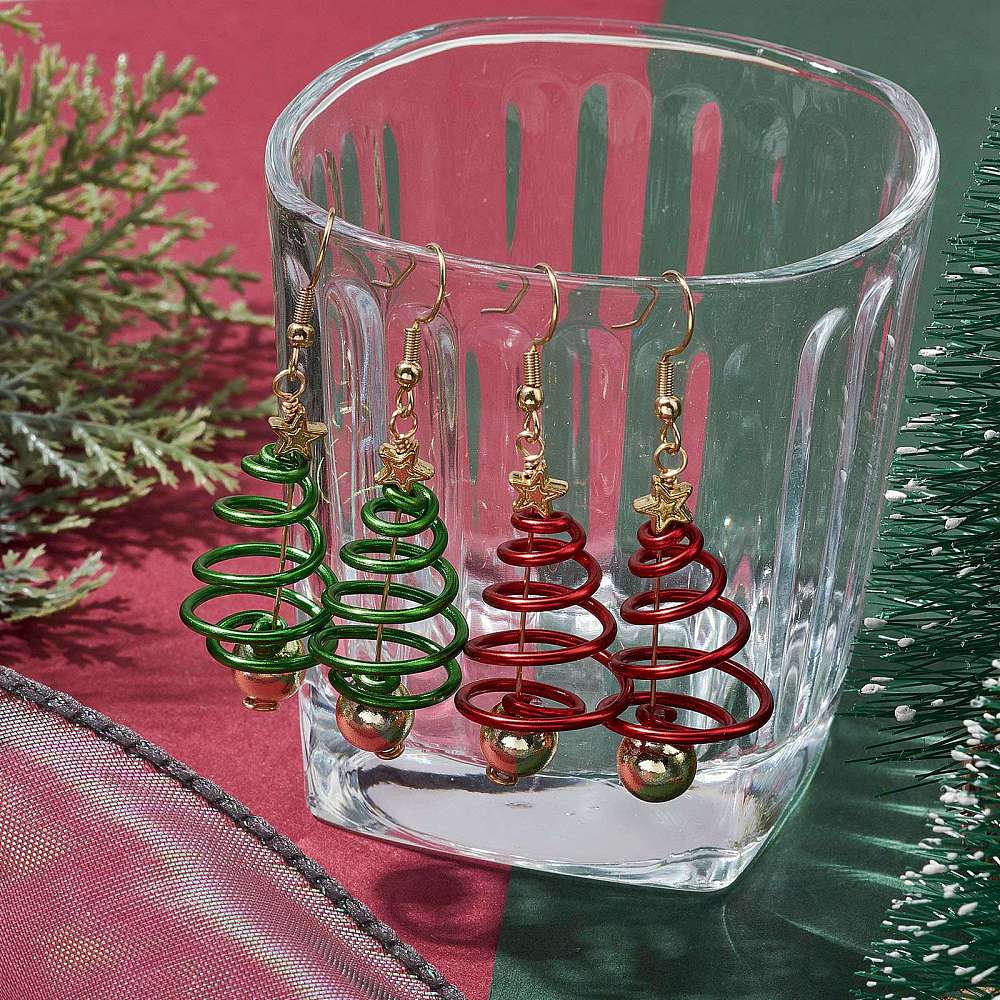 Christmas Tree Stainless Steel Earrings - 1 Pair - Choose Your Color!