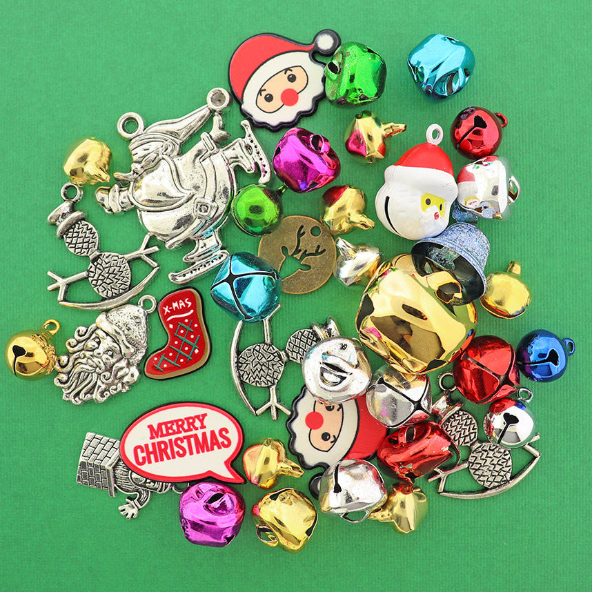Christmas Grab Bag - Charms, Bells, Cabochons in Christmasy Colours - GRAB026