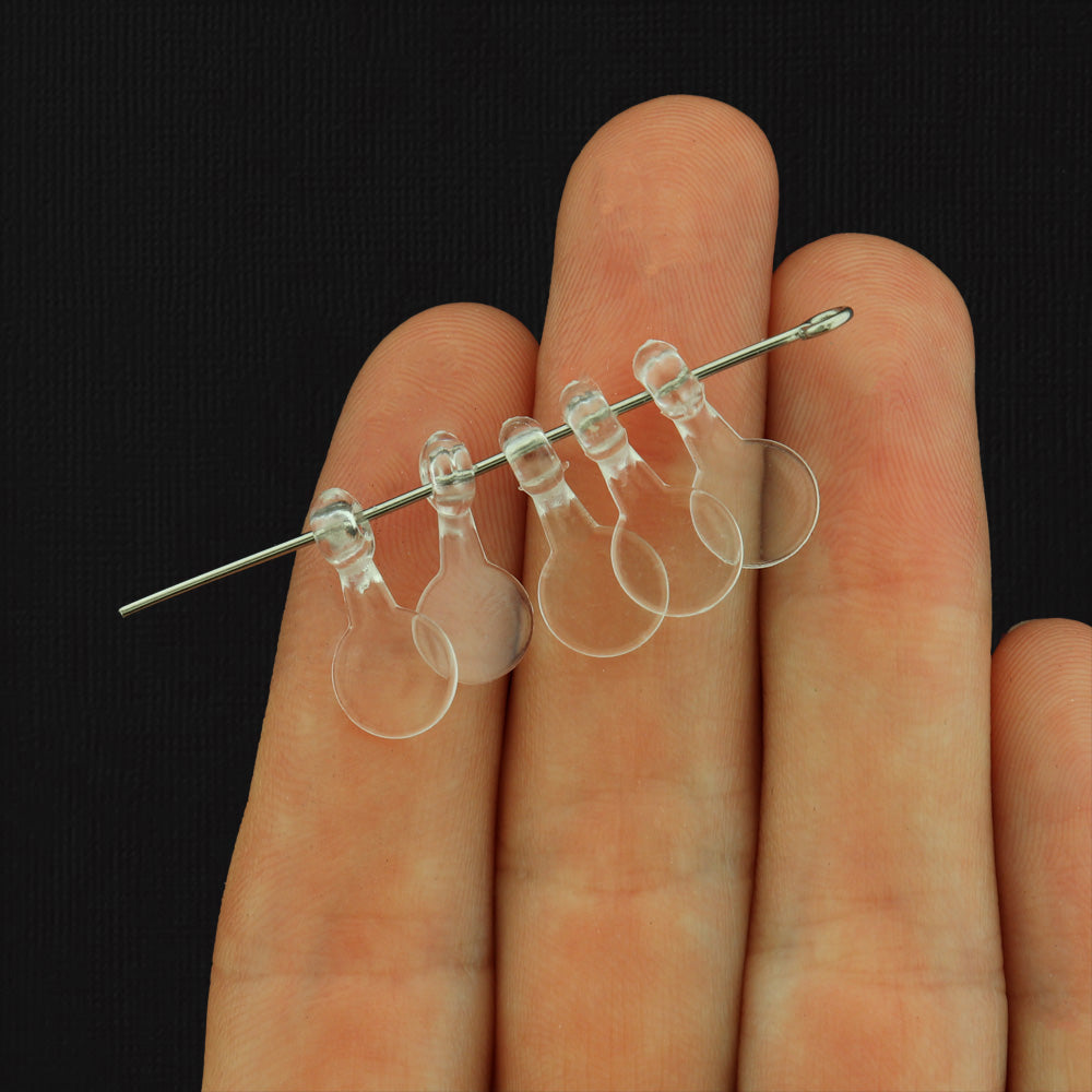 Clear Plastic Glue On Bails - 16mm x 8mm - 16 Pieces - FD037