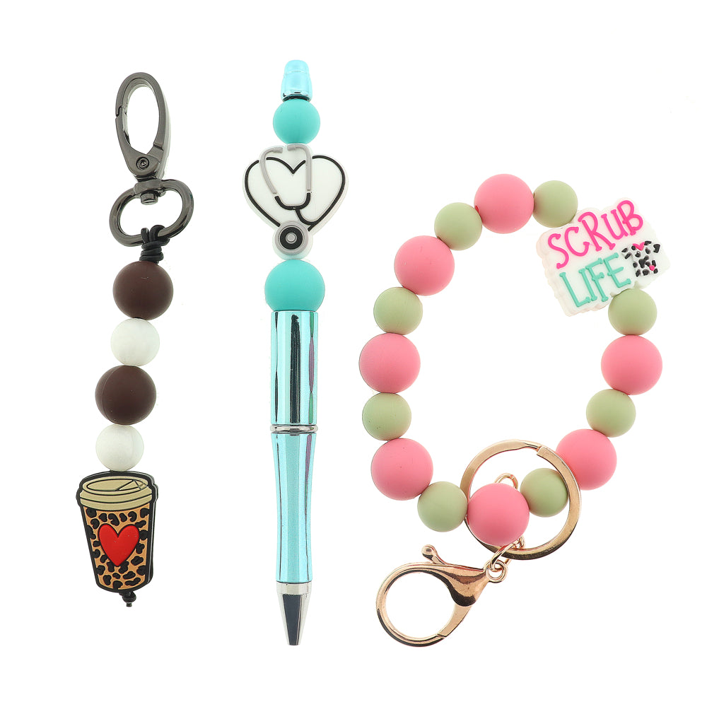 Coffee Mug Silicone Focal Beads - Teach Love Inspire - 5 Beads - BDS075