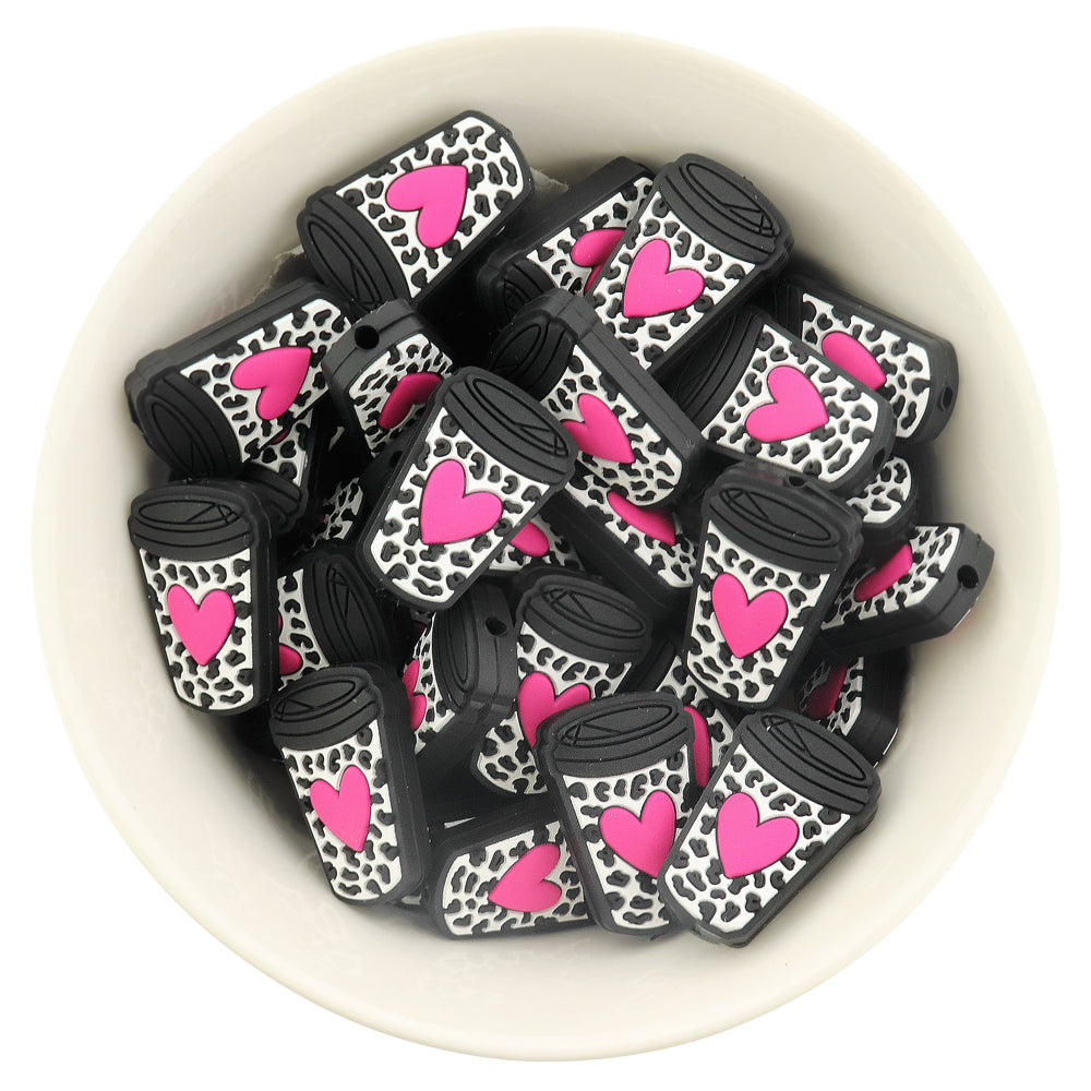 Coffee Silicone Focal Beads - Coffee Mug - 5 Beads - Choose Your Color