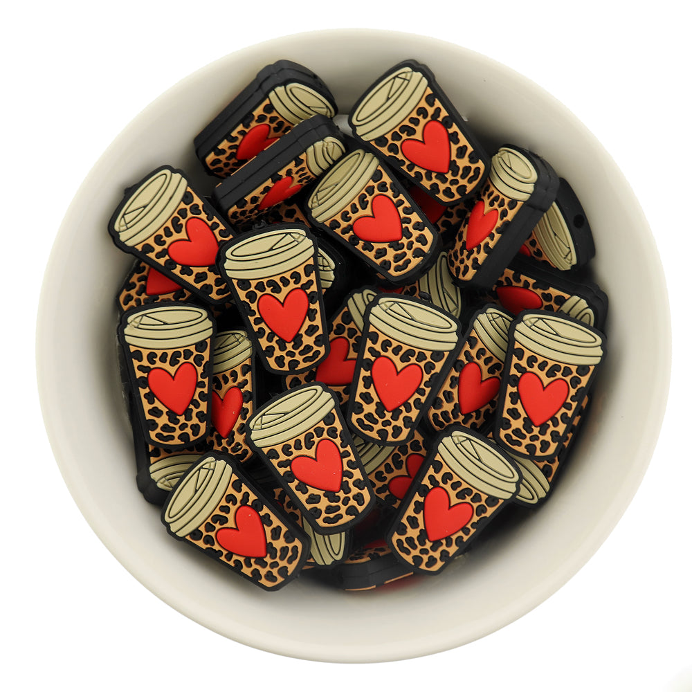 Coffee Silicone Focal Beads - Coffee Mug - 5 Beads - Choose Your Color