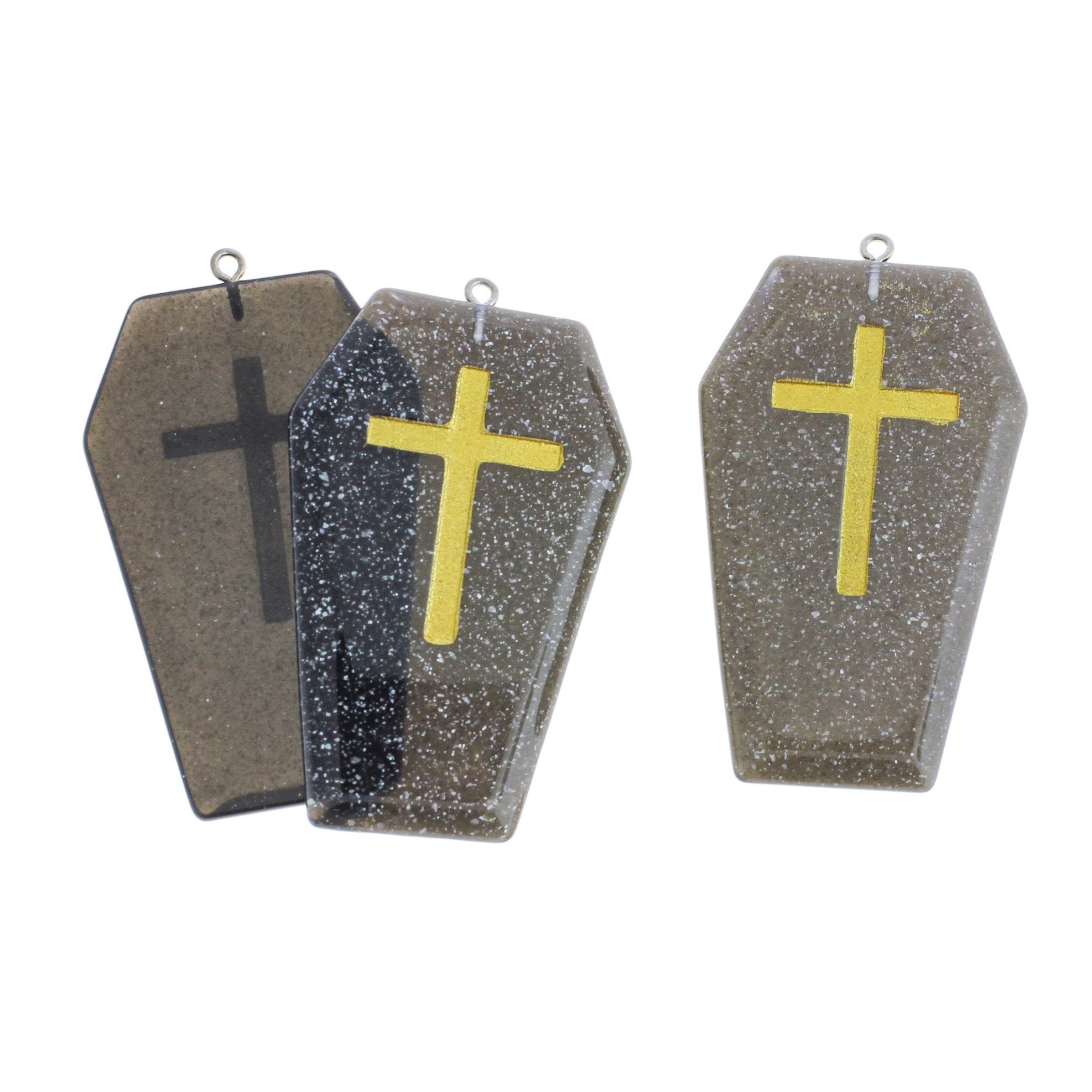 Coffin Cross Resin Charm - Glittery - Choose Your Color!