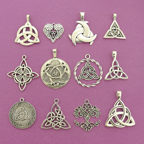 Celtic Knot Collection Antique Silver Tone 12 Different Charms - COL434H