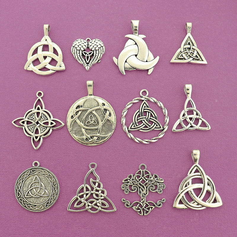 Celtic Knot Collection Antique Silver Tone 12 Different Charms - COL434H