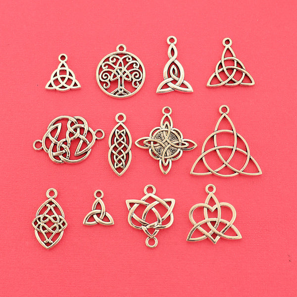 Celtic Knot Collection Antique Silver Tone 12 Different Charms - COL435H