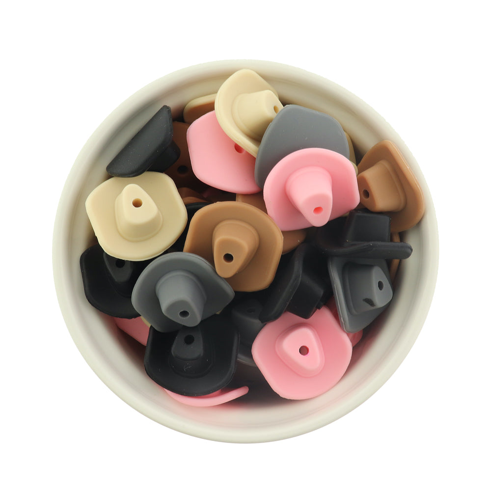 Cowboy Silicone Focal Beads - Cowboy Hat - 5 Beads - Choose Your Color
