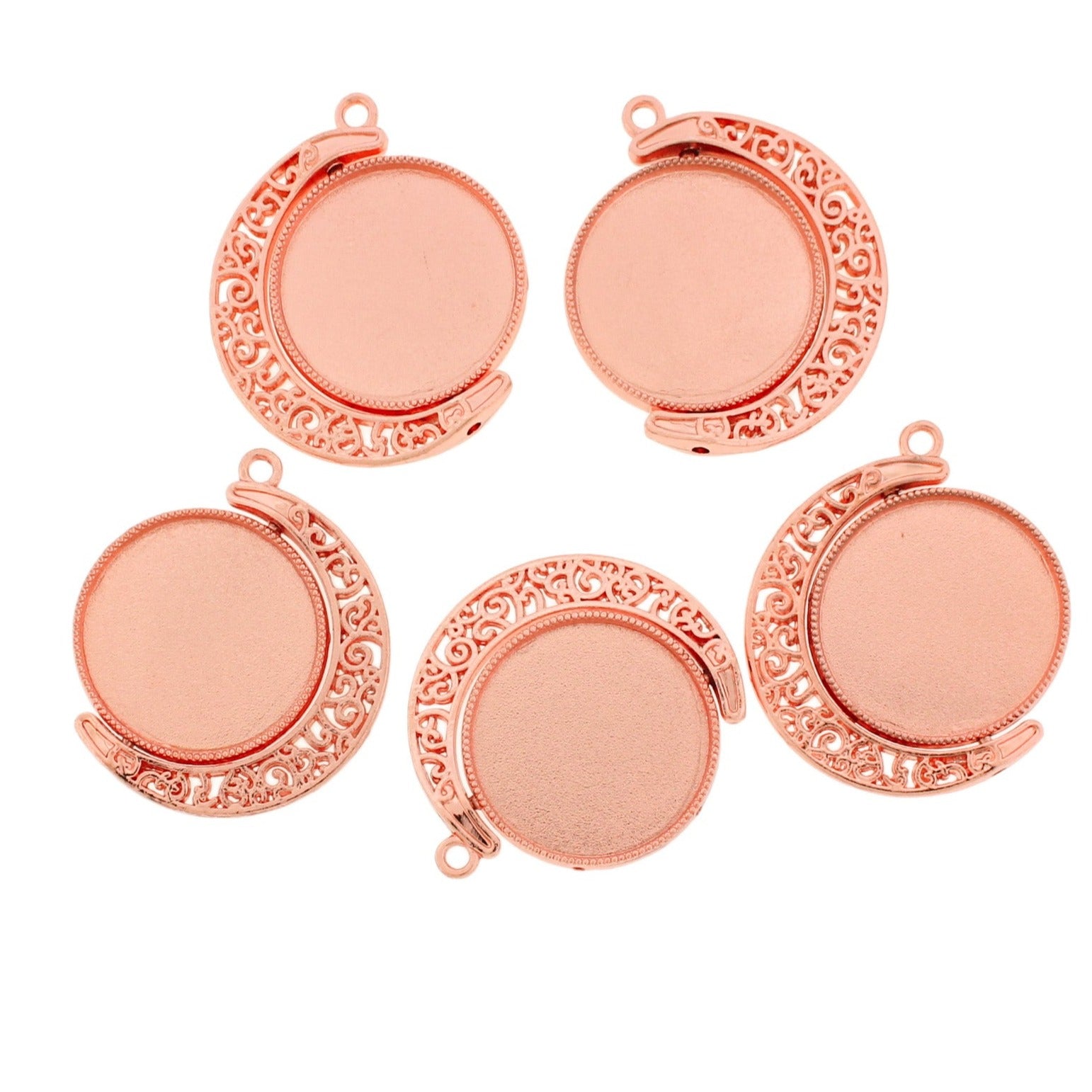 Croissant de lune ton noir charme avec sertissage cabochon - CBS028