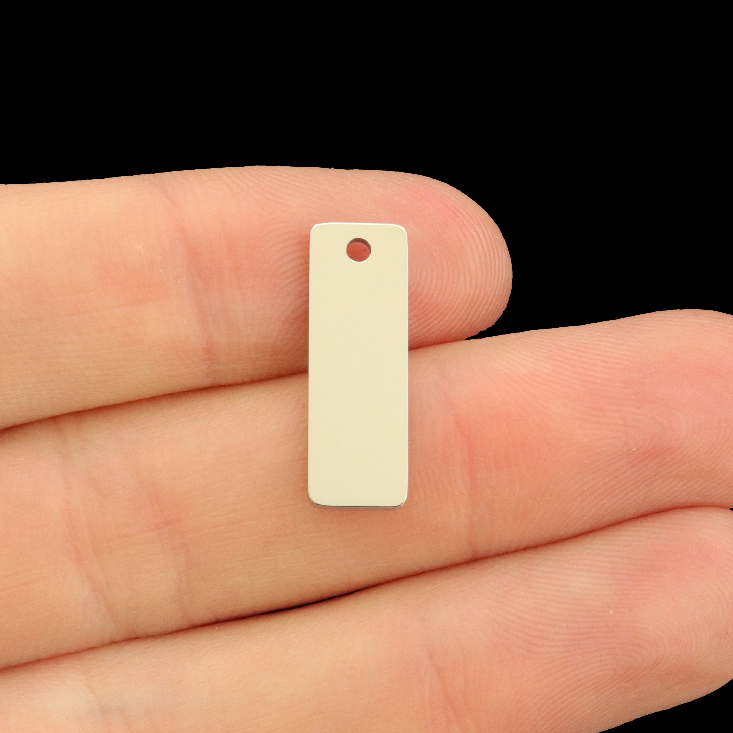 Custom Stainless Steel Drop Pendant with Hole - 19mm x 6.5mm - Personalized