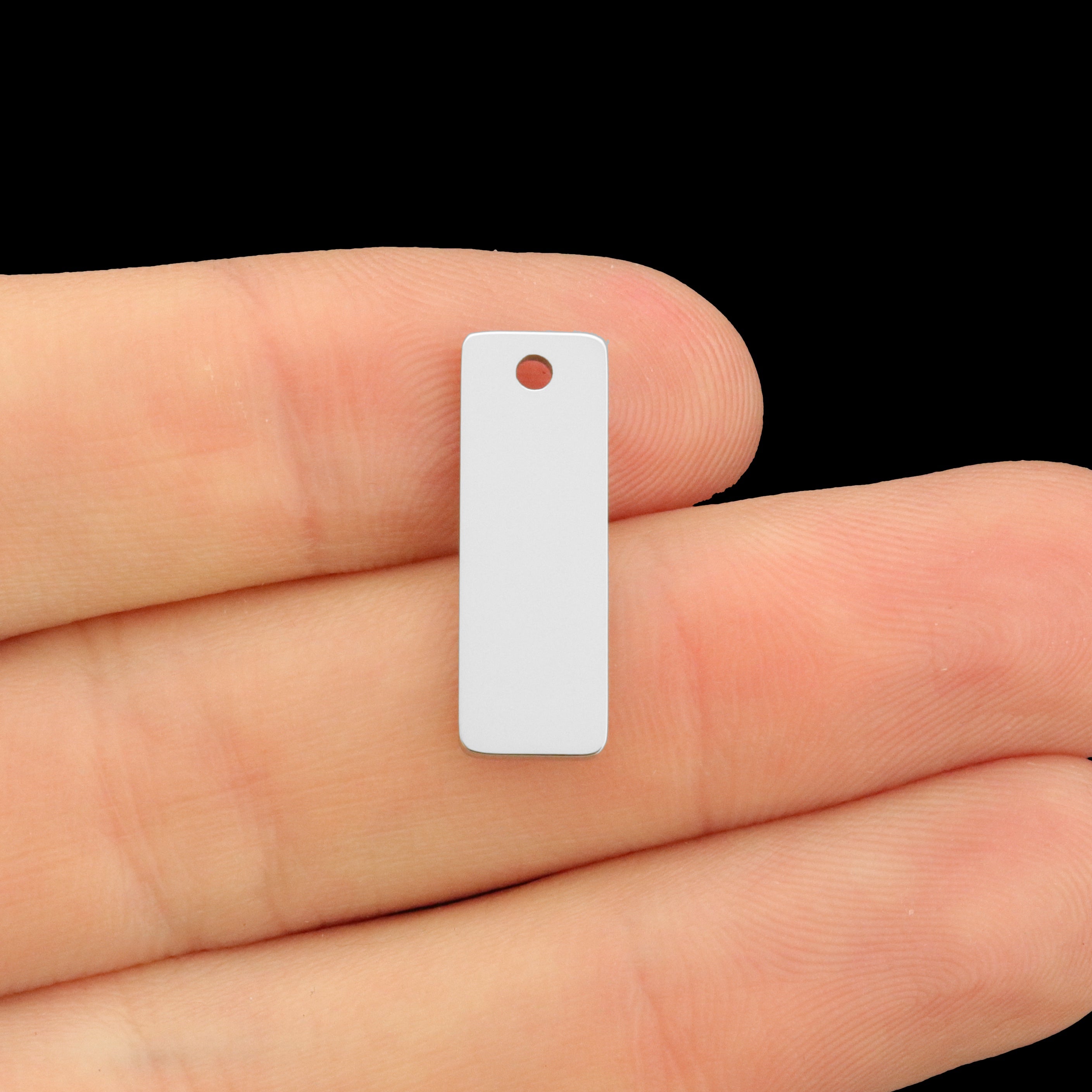 Custom Stainless Steel Drop Pendant with Hole - 19mm x 6.5mm - Personalized