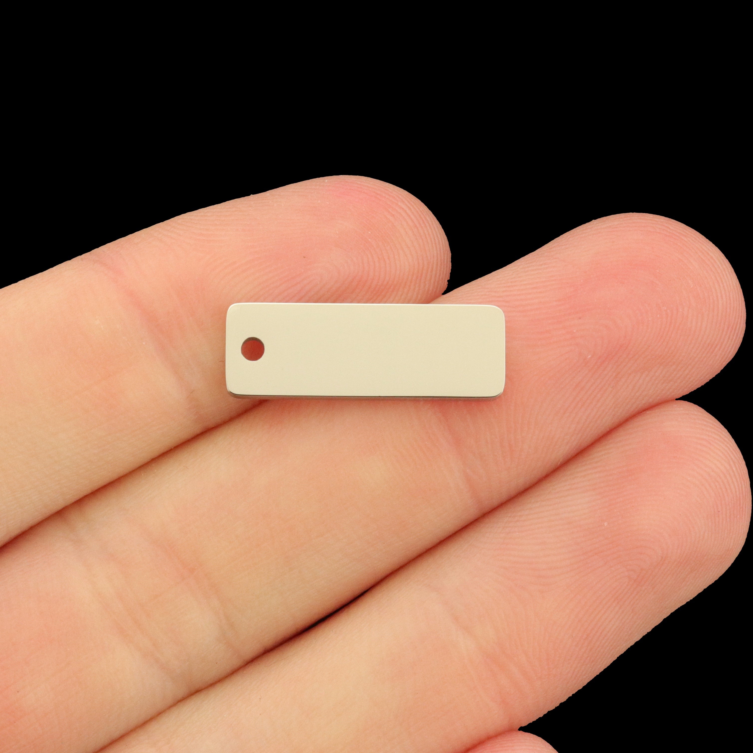 Custom Stainless Steel Drop Pendant with Hole - 19mm x 6.5mm - Personalized