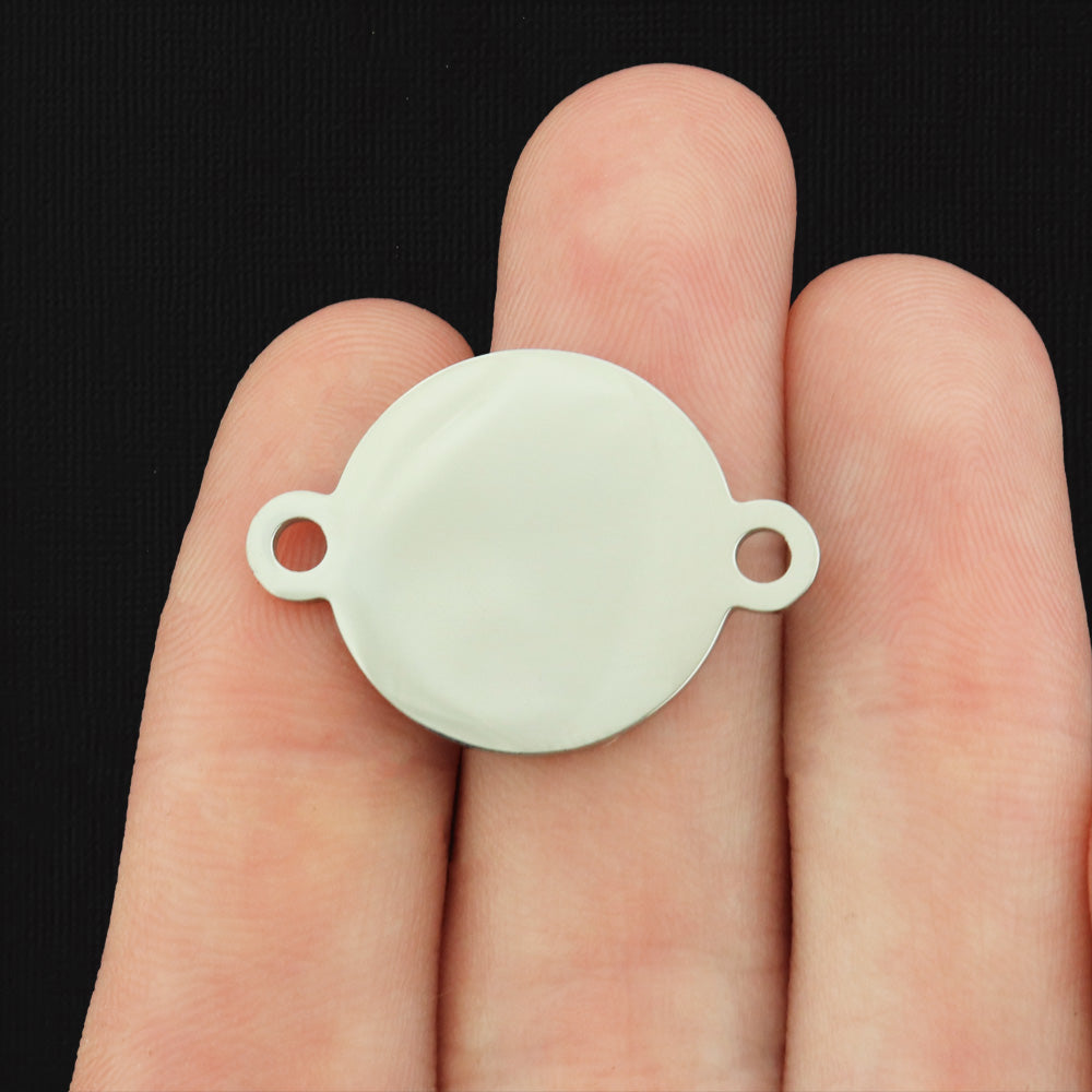 Custom Stainless Steel Round Connector Charm - Personalized