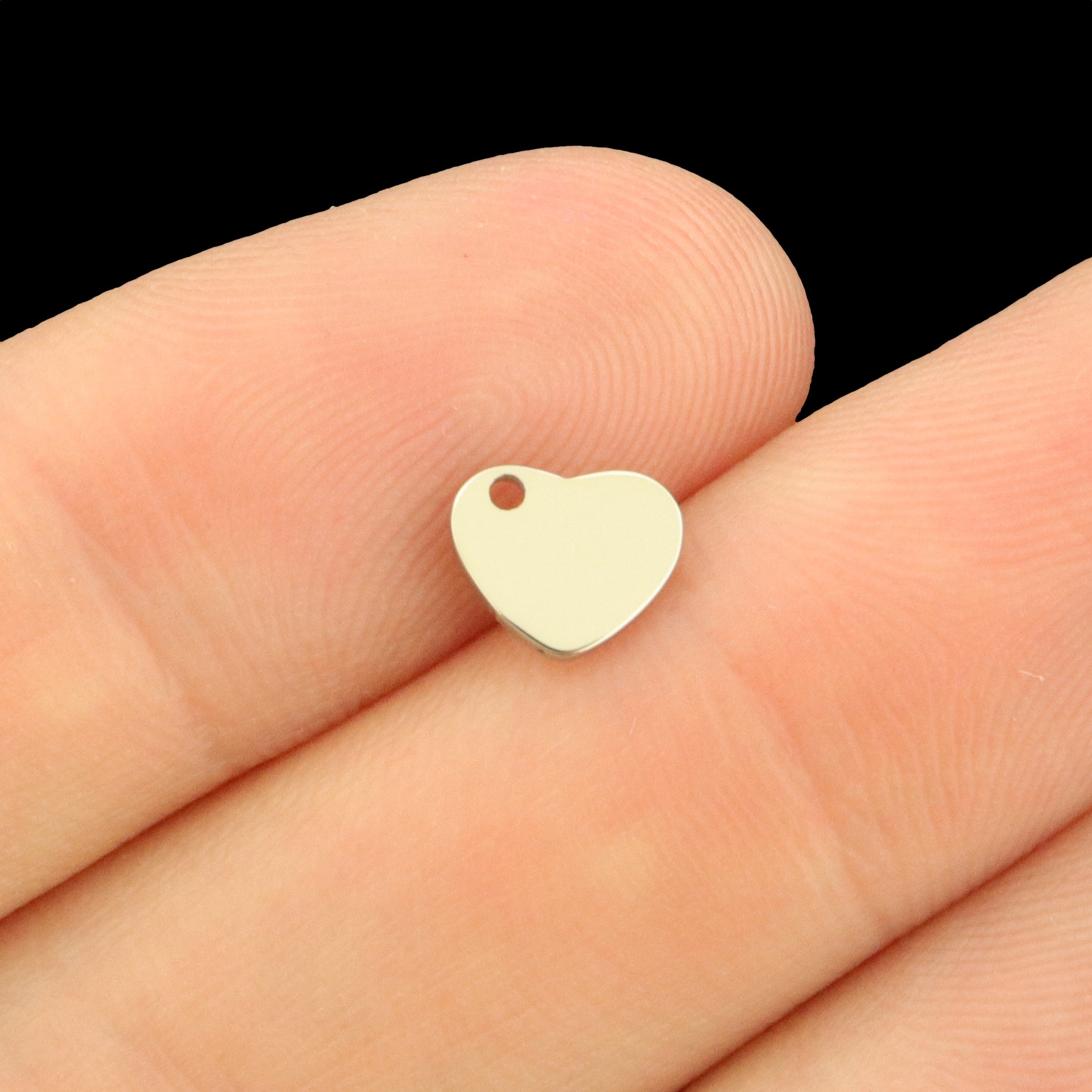 Custom Stainless Steel Small Dangle Heart Charm - Personalized