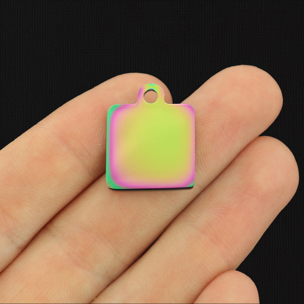 Custom Stainless Steel Square Charm - Personalized
