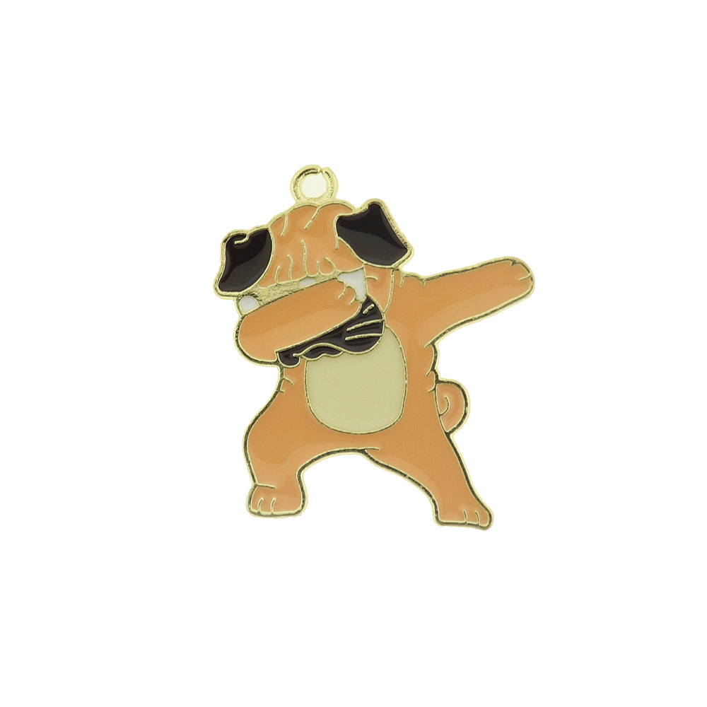 Dancing Dog Gold Tone Enamel Charm - E430