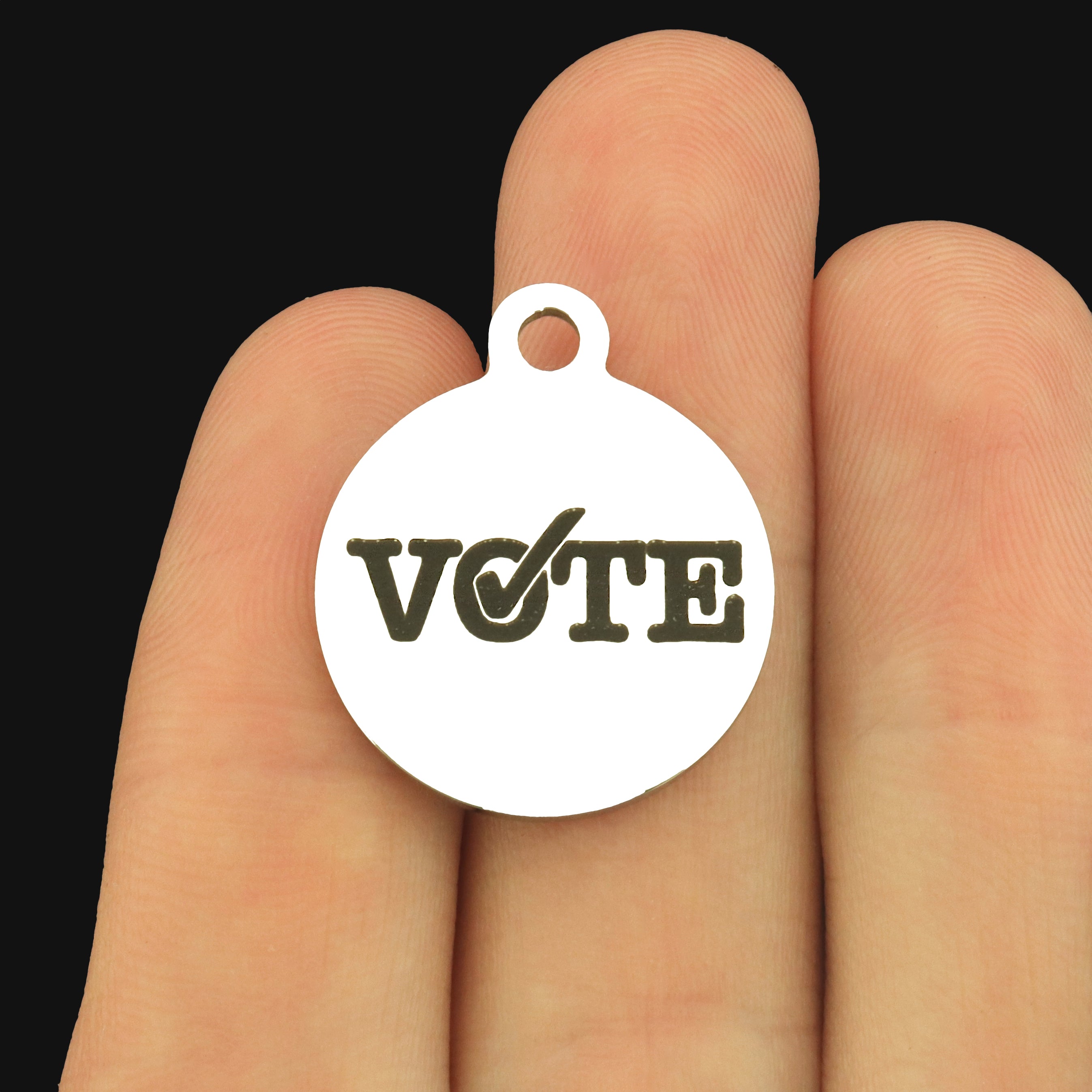 Democracy Stainless Steel Charms - Vote - BFS001-8373