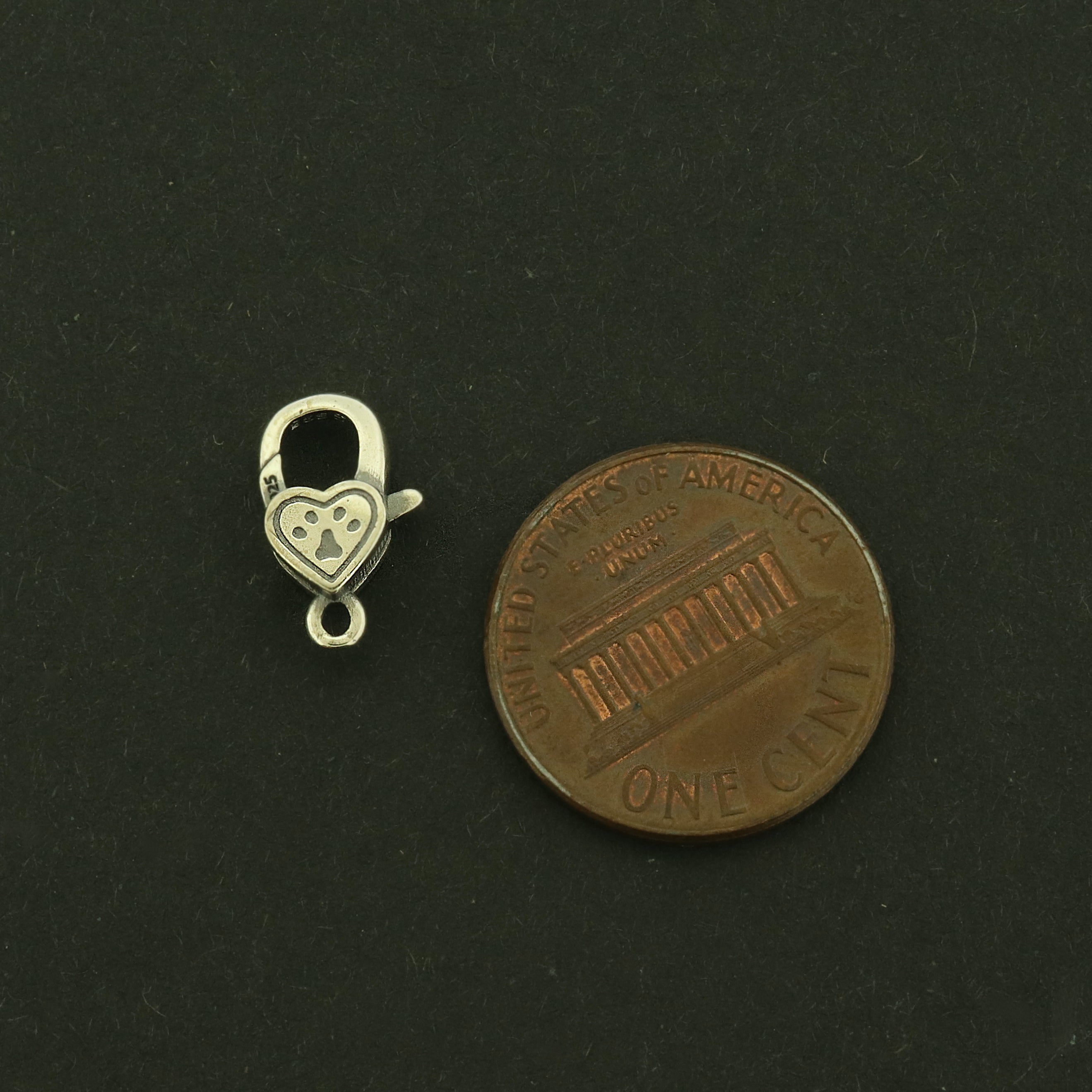 Dog Paw Heart Lobster Clasp Sterling Silver - ST249