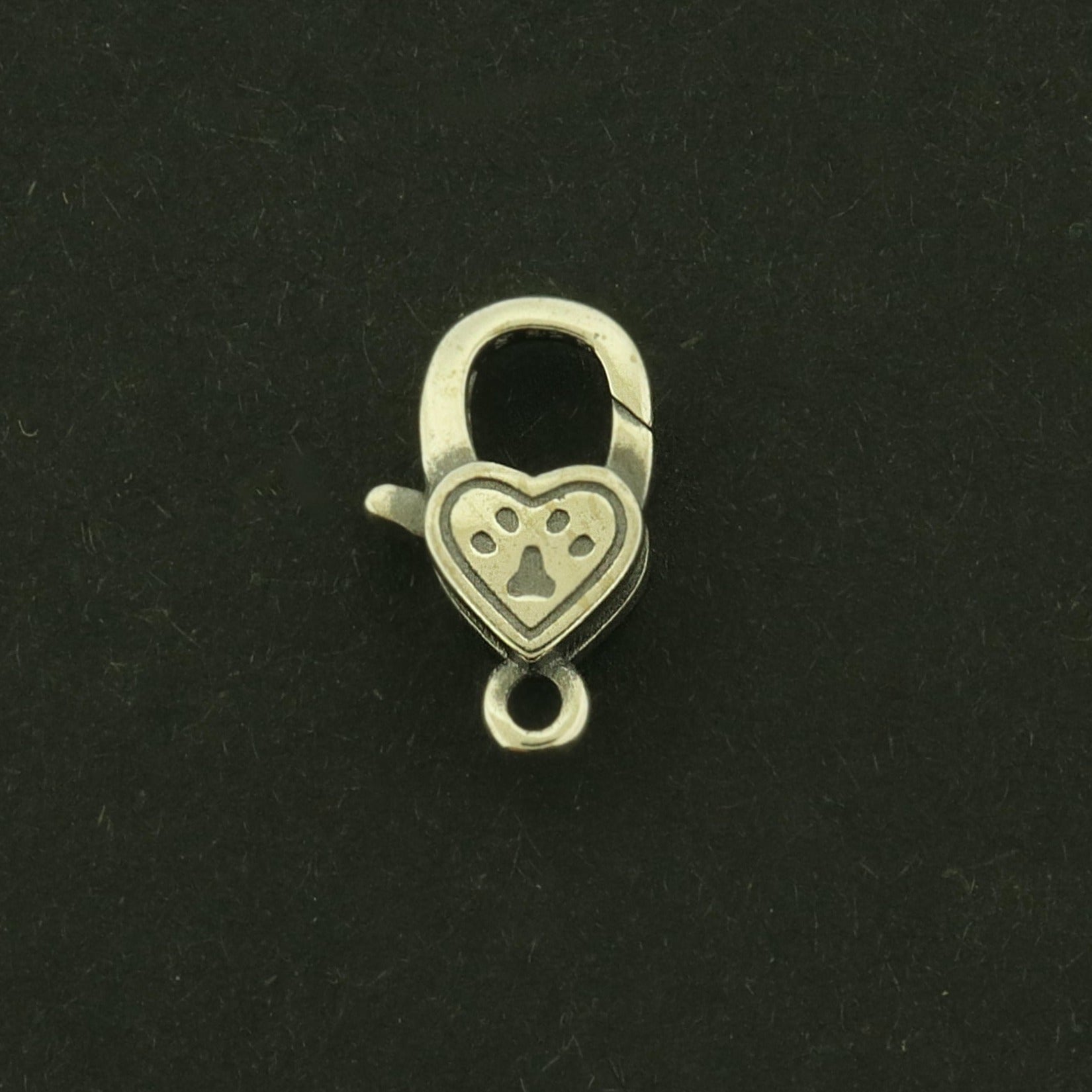 Dog Paw Heart Lobster Clasp Sterling Silver - ST249