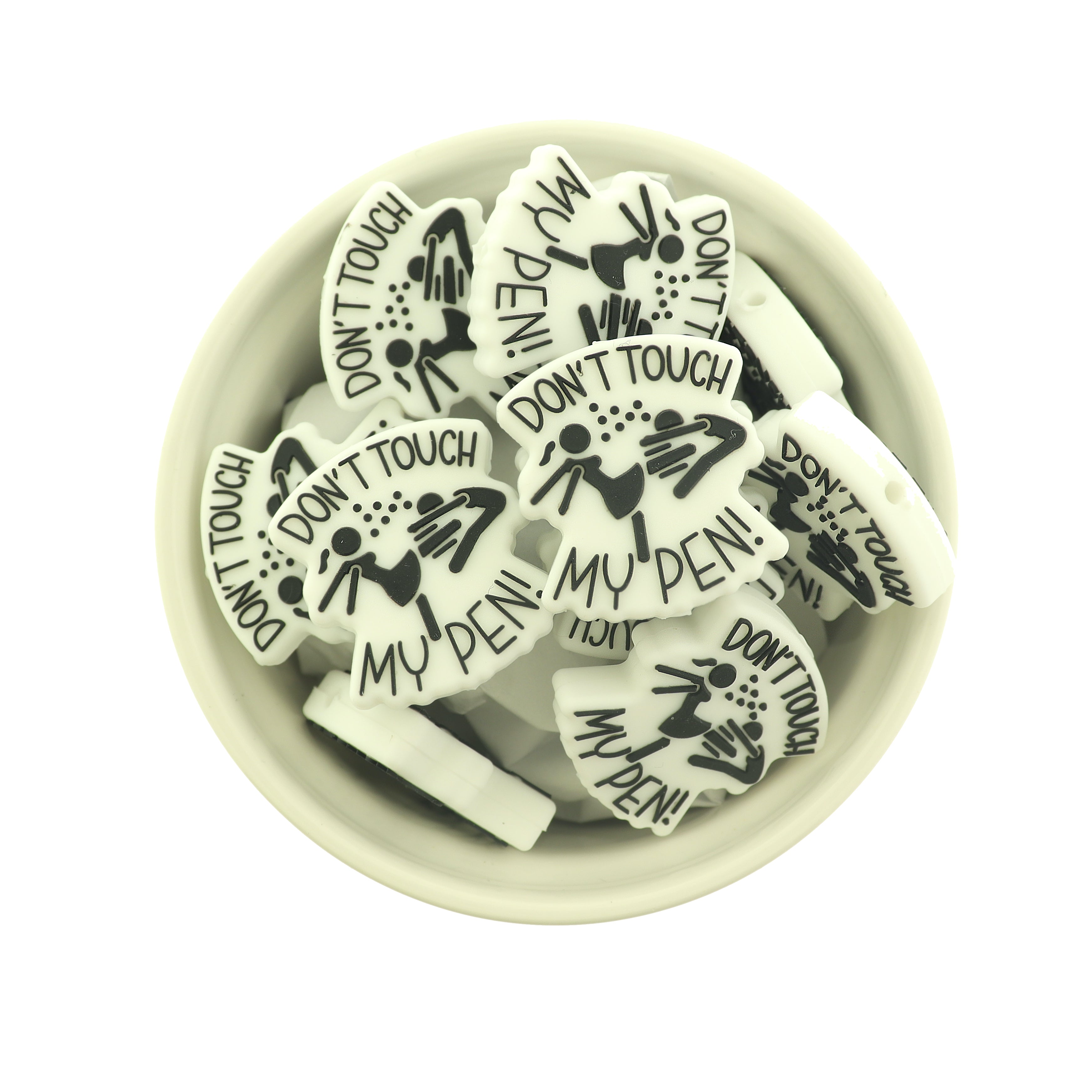 Don't Touch My Pen Silicone Focal Beads - 5 Beads - BDS134