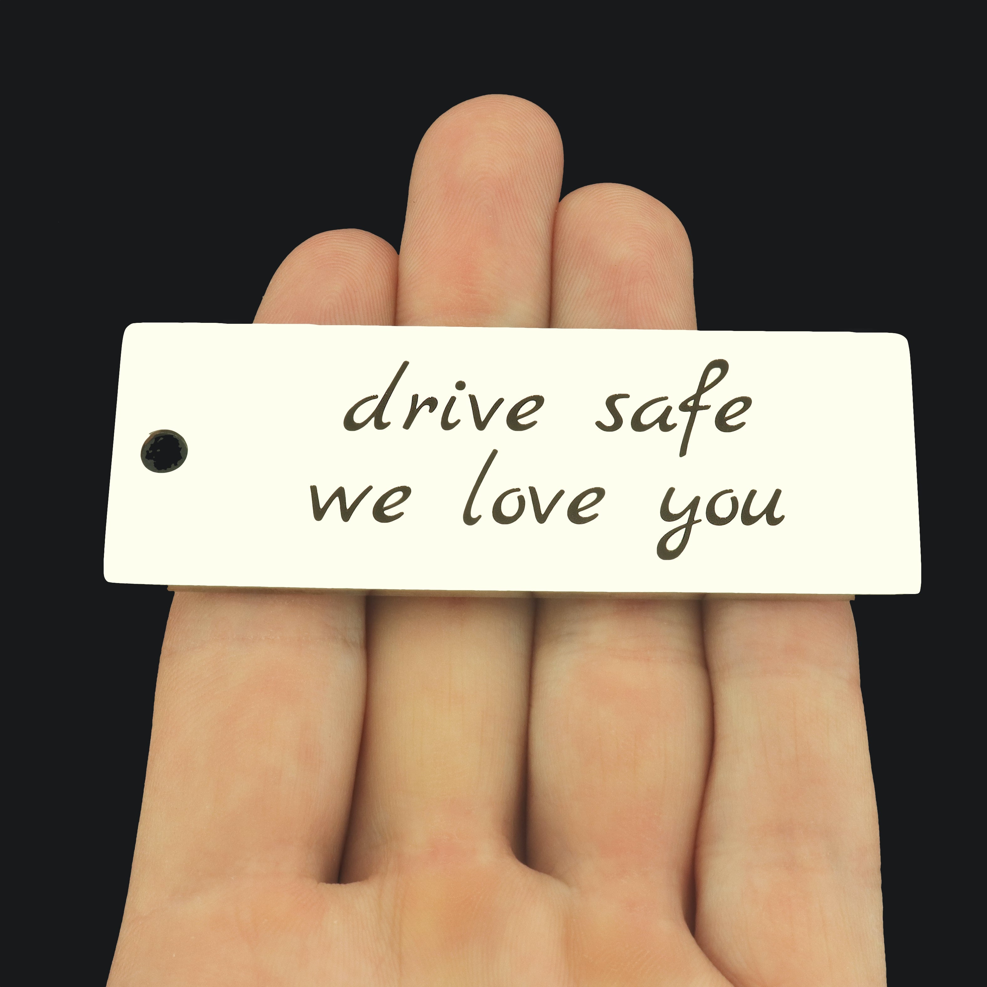 Drive Safe We Love You Stainless Steel Key Chain Tag Charm - BFS033S-8255