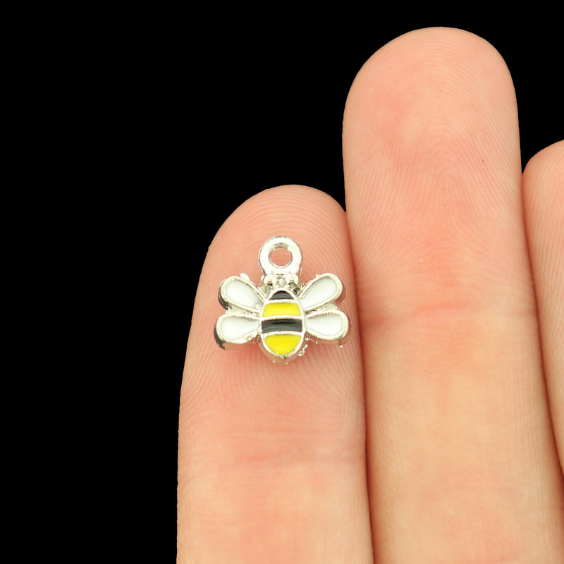 4 breloques abeille en émail doré - E978