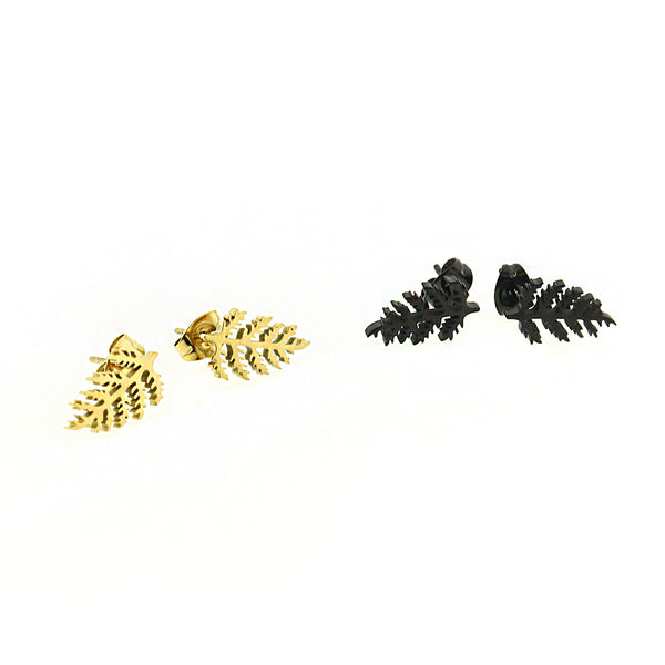 Stainless Steel Earrings - Leaf Studs - 15mm x 8mm - 2 Pieces 1 Pair - Choose Your Tone