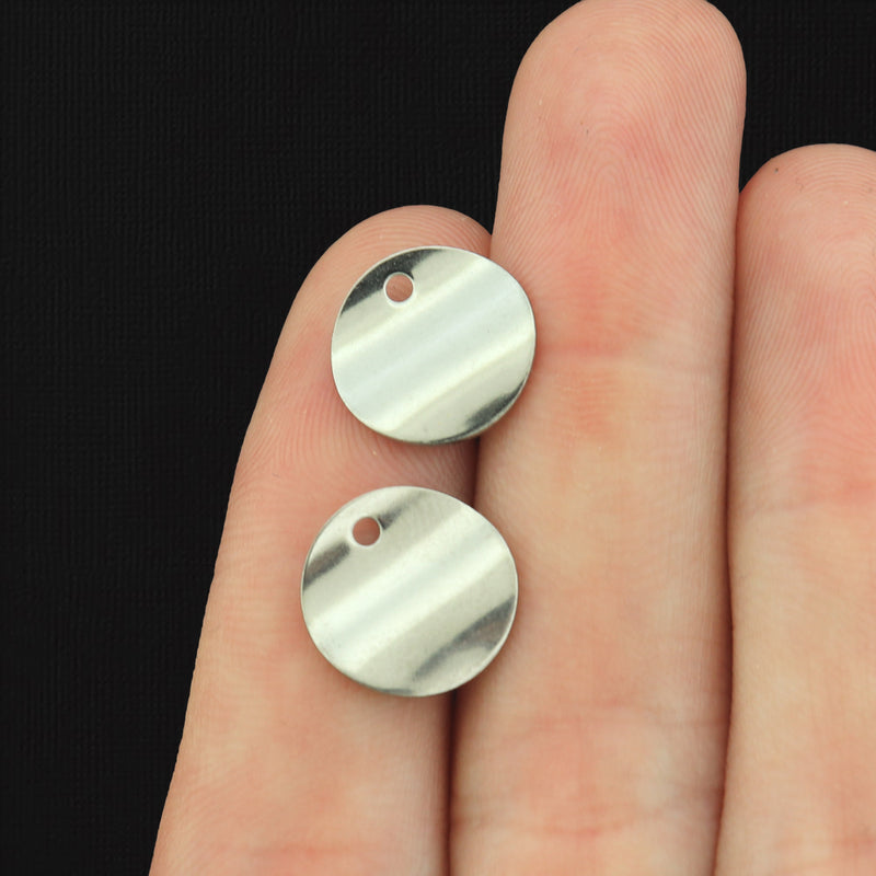 Stainless Steel Earrings - Round Stud Bases - 12mm x 12mm - 2 Pieces 1 Pair - Choose Your Tone