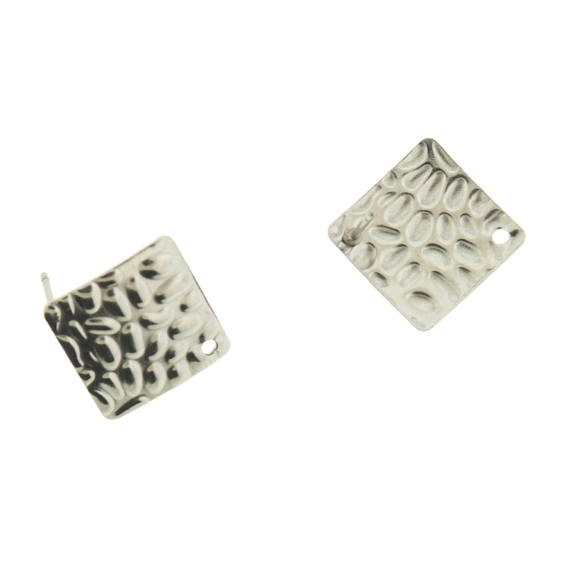 Stainless Steel Earrings - Rhombus Stud Bases - 19mm x 19mm - 2 Pieces 1 Pair - Choose Your Tone