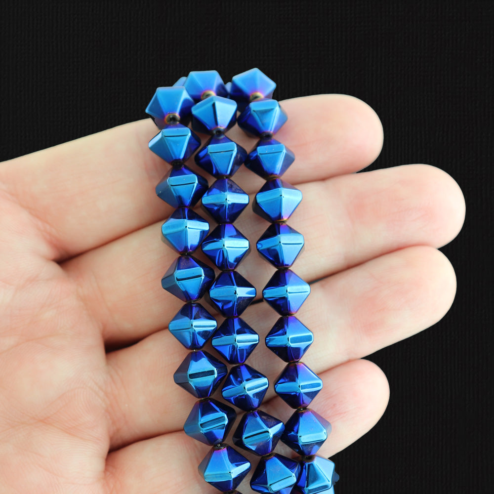 Electroplated Faceted Bicone Synthetic Hematite Beads - 10mm x 8mm - Choose Your Color!