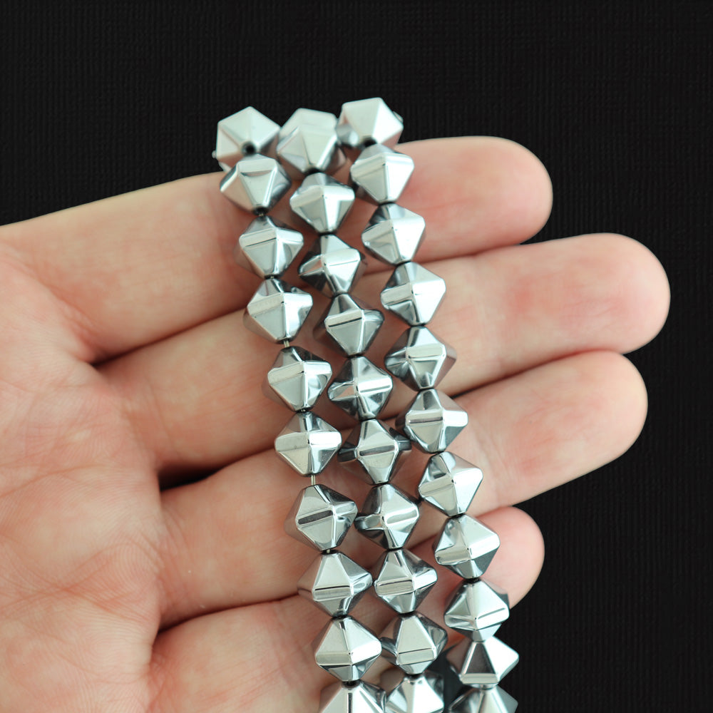 Electroplated Faceted Bicone Synthetic Hematite Beads - 10mm x 8mm - Choose Your Color!