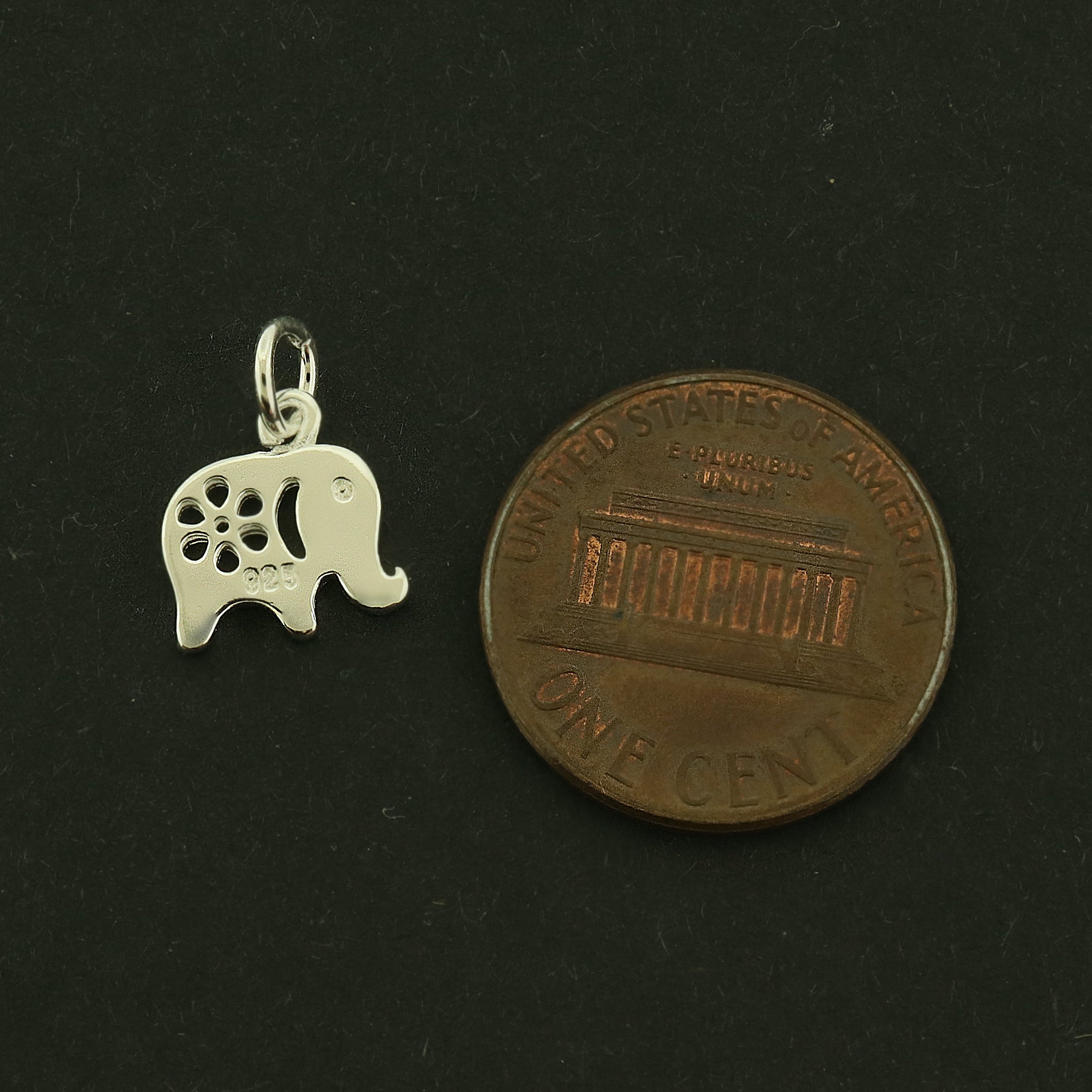 Elephant Sterling Silver Charm 3D - Flower Design - ST141