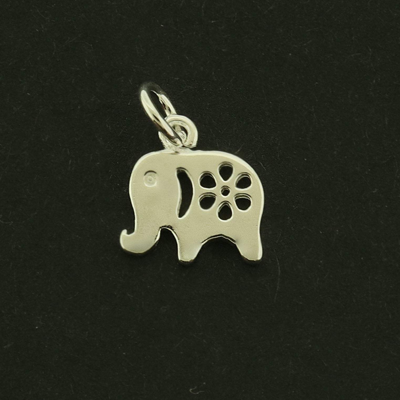 Elephant Sterling Silver Charm 3D - Flower Design - ST141