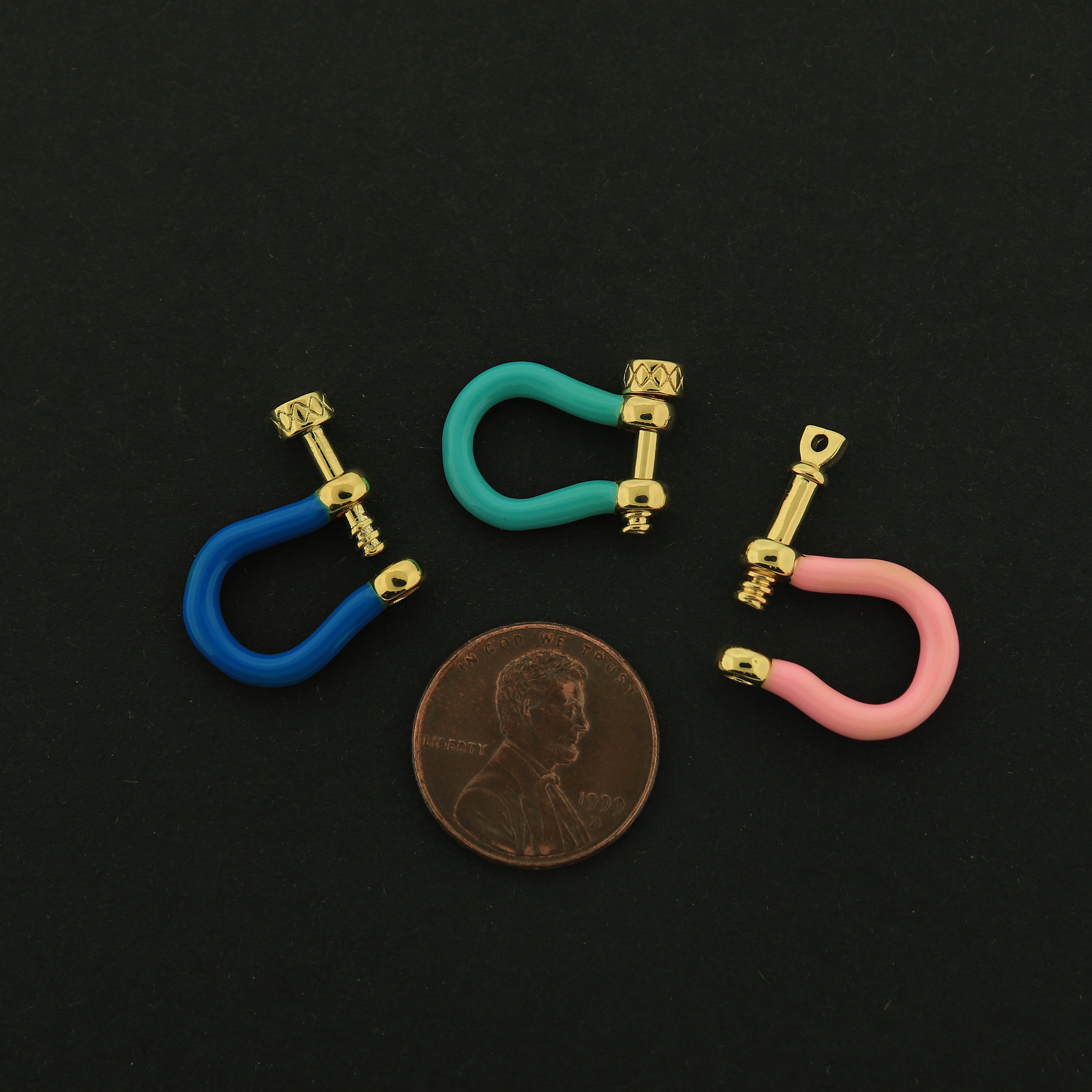 Enamel Buckle Clasp - Horseshoe Carabiner Clasp - 18k Gold Plated - Choose Your Color