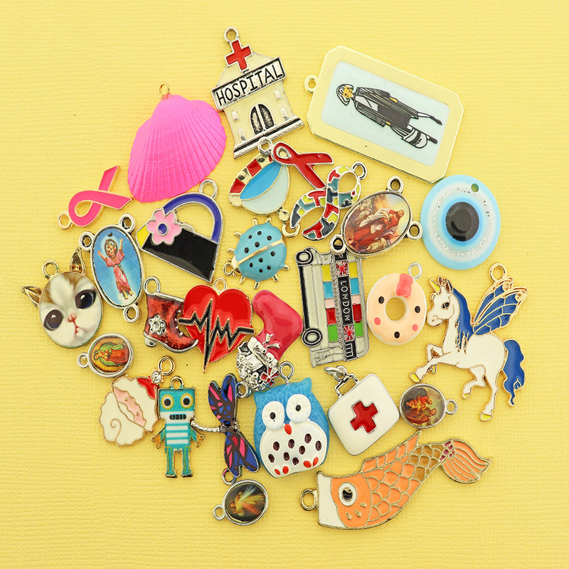 LIQUIDATION Enamel Charms Assorted Grab Bag - Less Than Wholesale Cost Grab Bag 90% Off - GRAB003