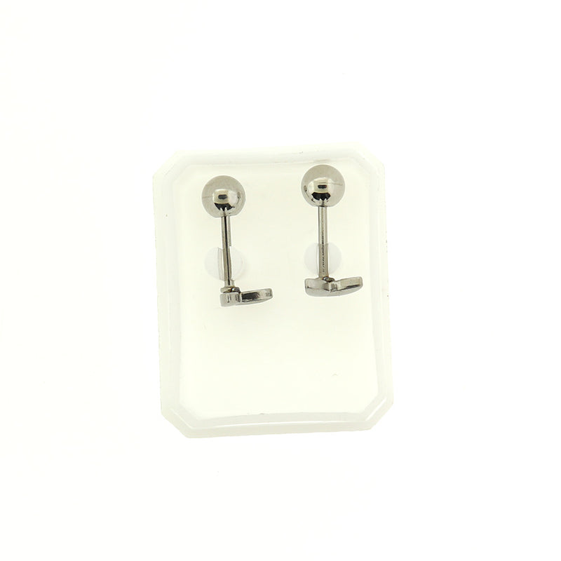 Stainless Steel Earrings - Sprout Studs - 5mm x 3mm - 2 Pieces 1 Pair - Choose Your Tone