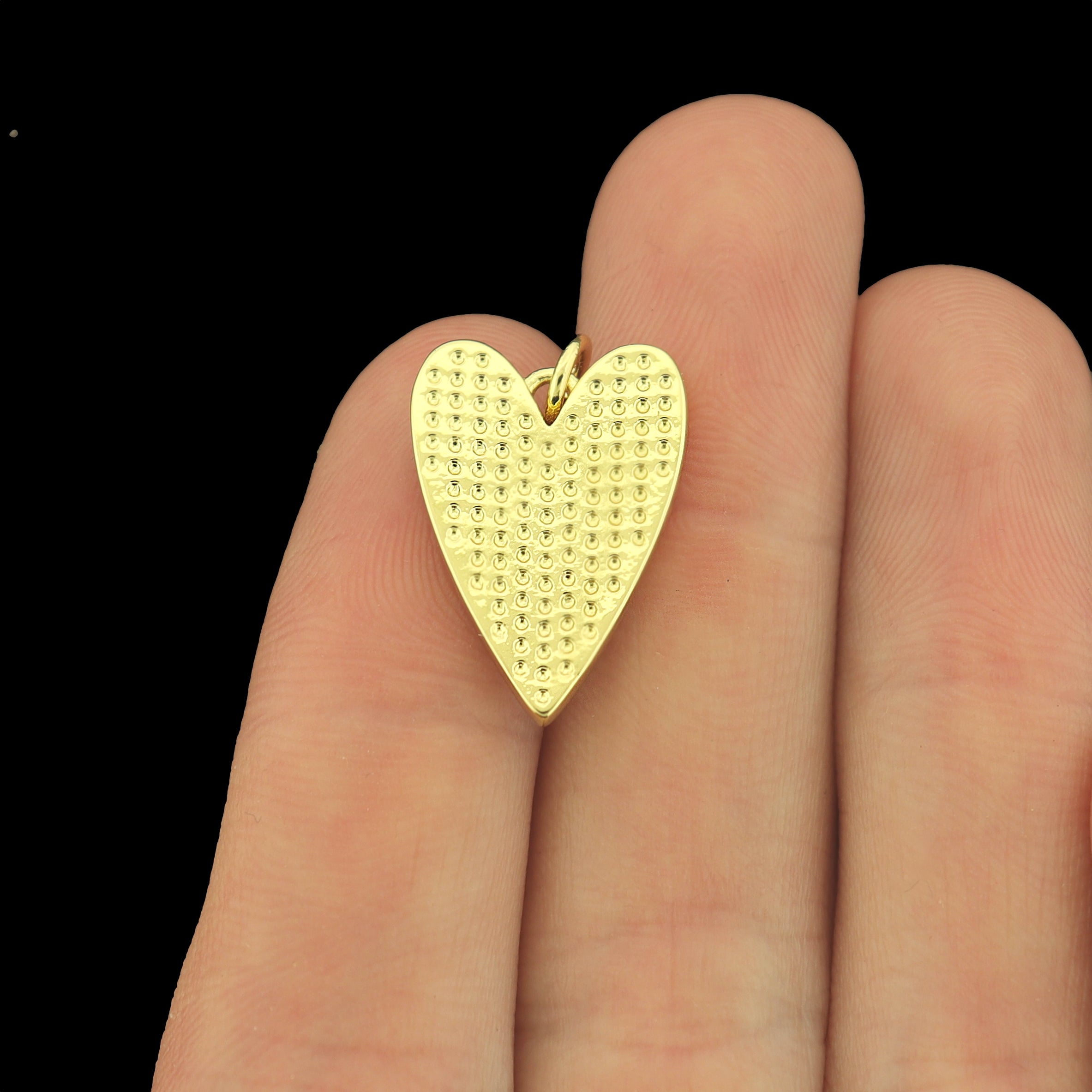 Evil Eye Heart Gold Tone Brass Charm - BR060