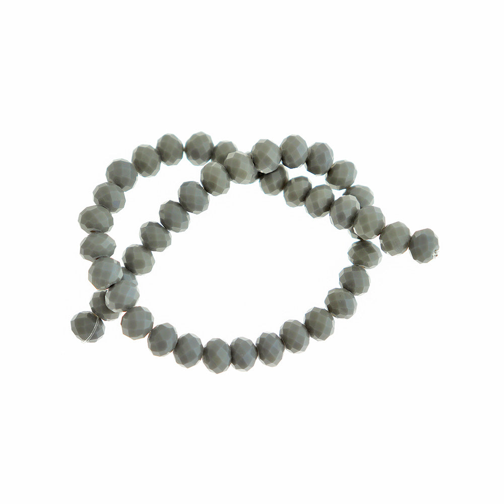 Faceted Glass Beads 8mm x 6mm - Dove Grey - 1 Strand 46 Beads - BD2764