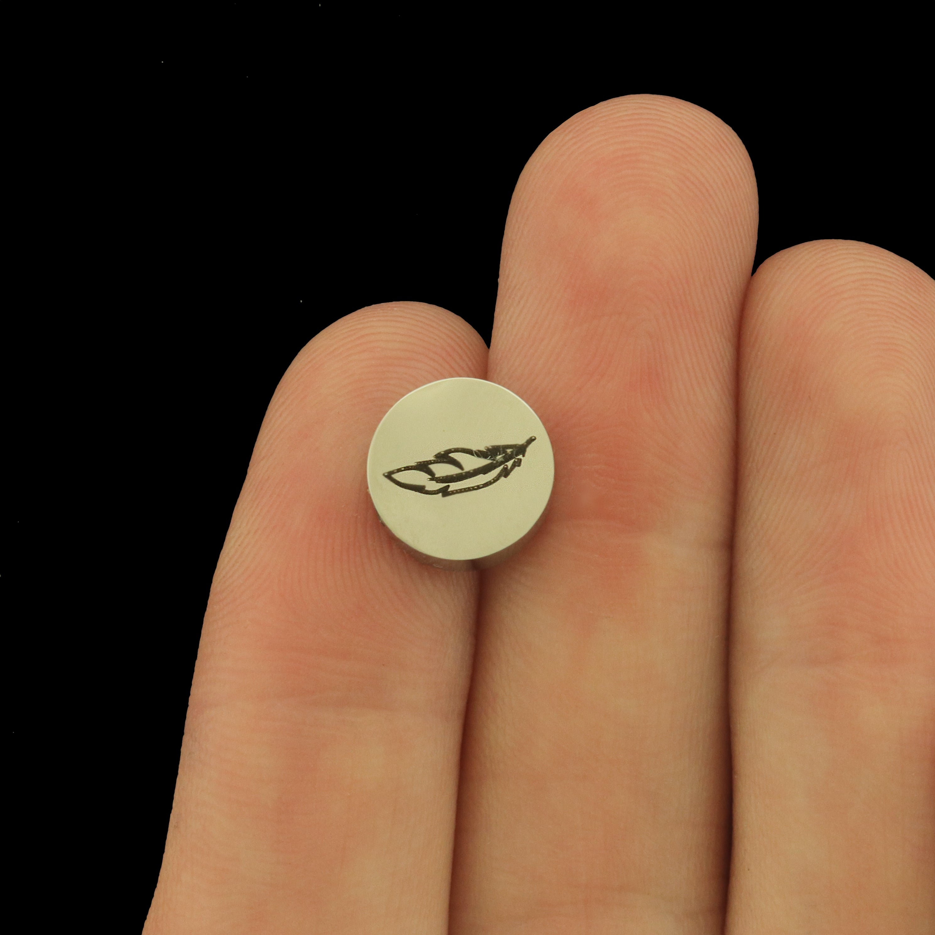 Feather Stainless Steel Beads - Religious Bead - Choose Your Size - BFS034S-8288