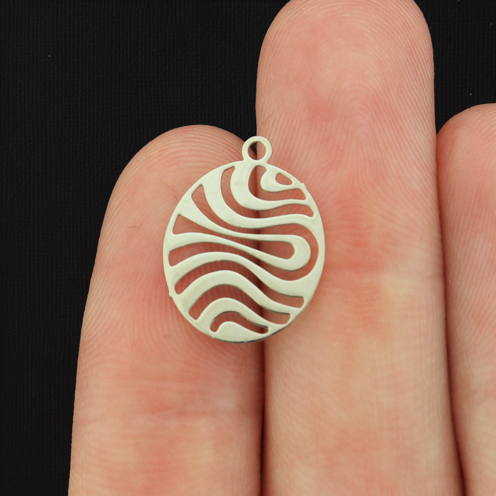 Filigree Hollow Oval Plated Brass Charms - Choose Your Tone