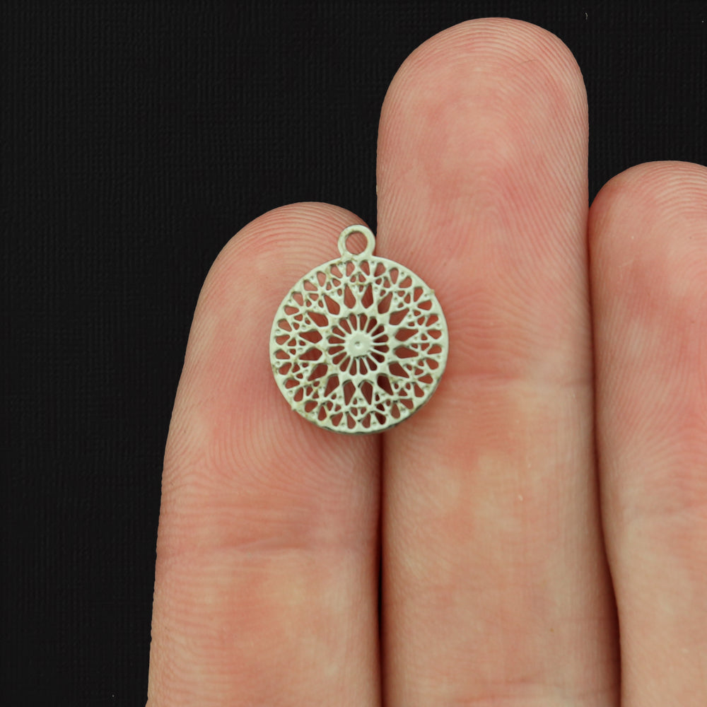 Filigree Mandala Round Plated Brass Charms - Choose Your Tone