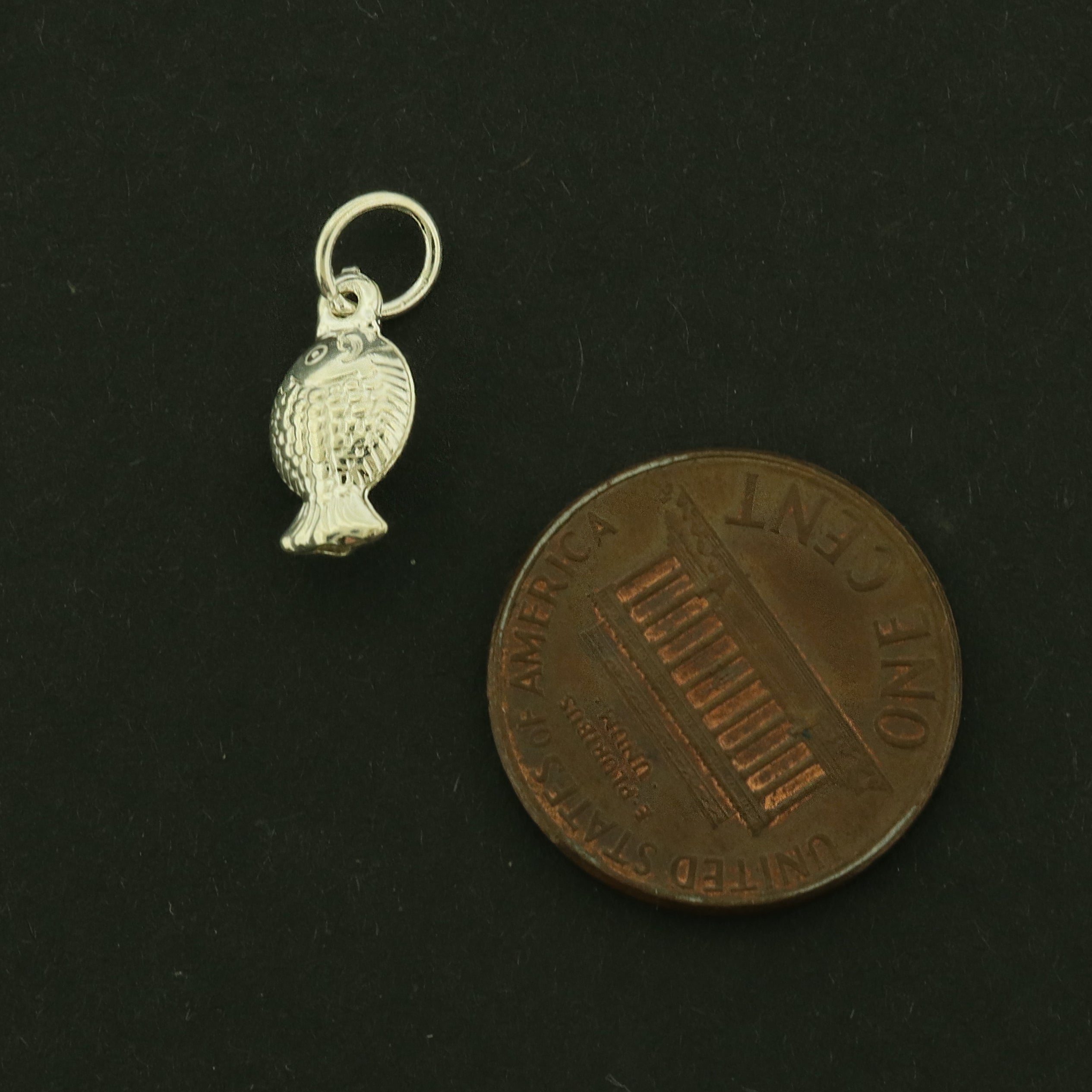 Fish Sterling Silver Charm - 3D Puffy Fish - ST130