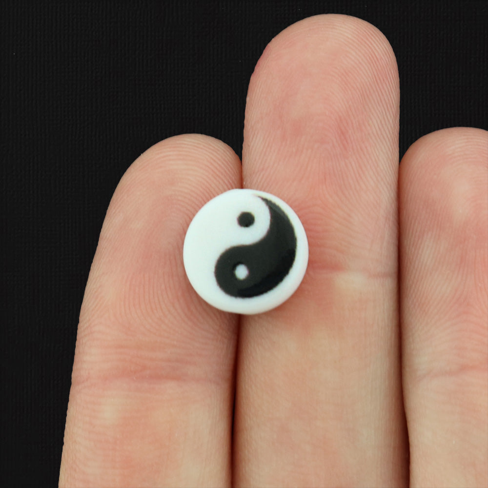 Flat Round Acrylic Beads 5mm - Yin Yang - 50 Beads - BD144