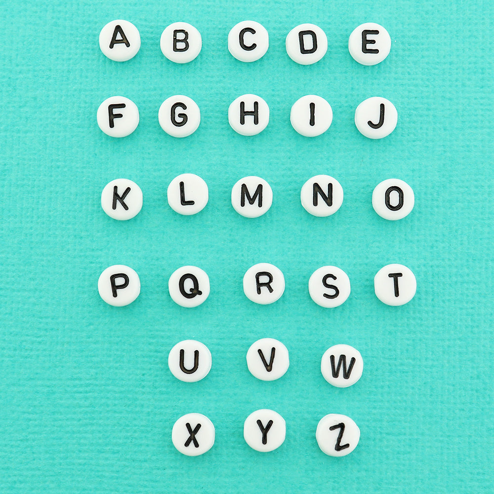 Flat Round Alphabet Acrylic Beads - Choose Full Set or Individual Letter