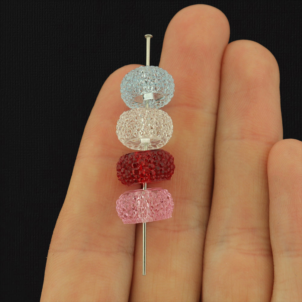 Flat Round Translucent Resin Focal Beads - Assorted Color - 5 Beads - BD227