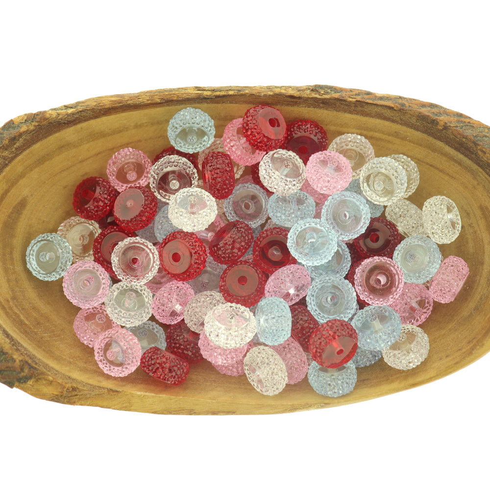 Flat Round Translucent Resin Focal Beads - Assorted Color - 5 Beads - BD227