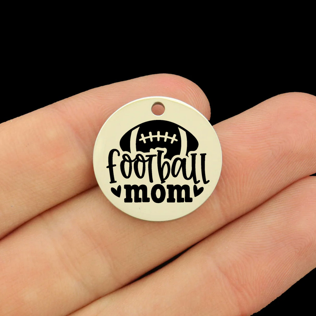 Football Stainless Steel Charms - Football Mom - BFS044-8651