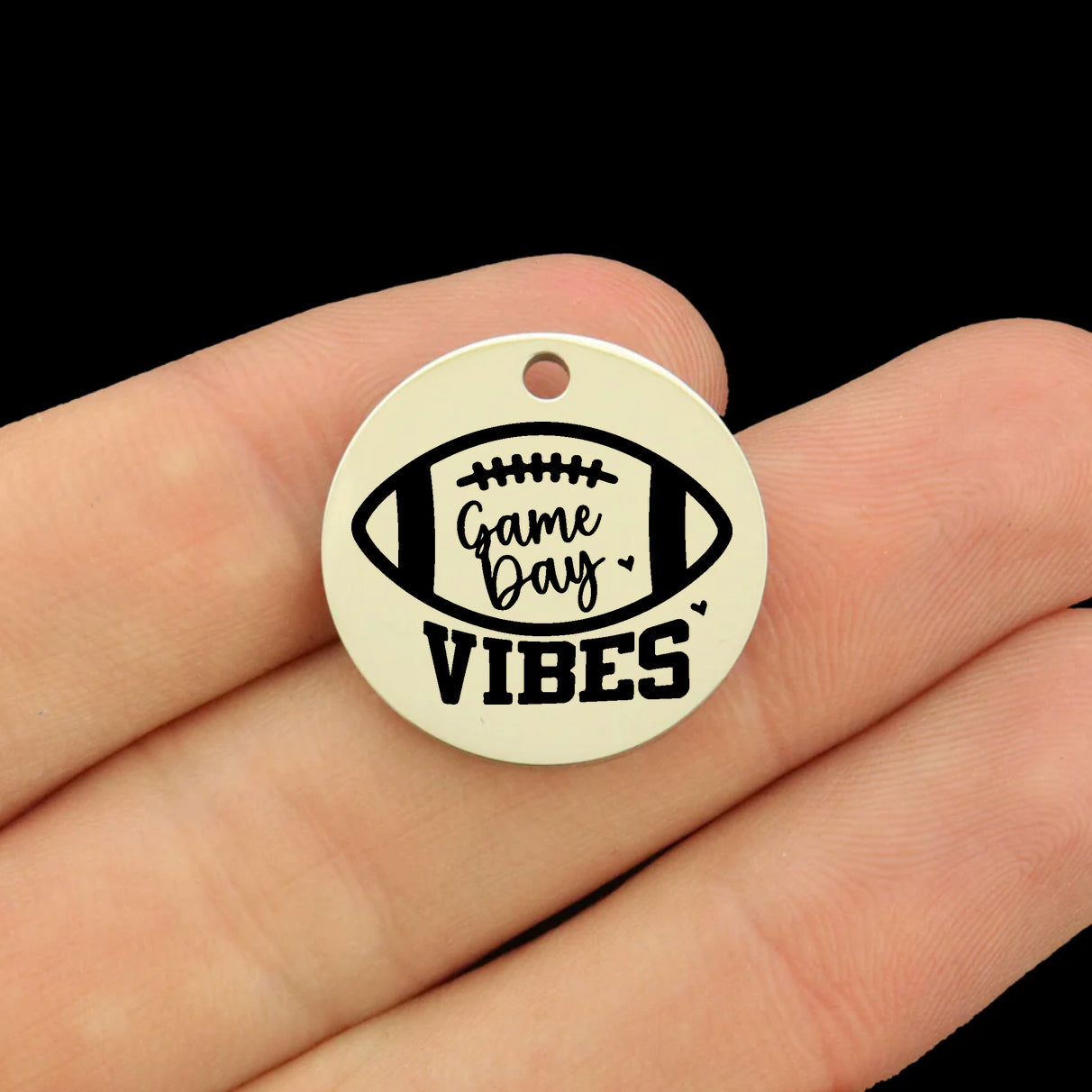 Football Stainless Steel Charms - Game Day Vibes - BFS044-8652