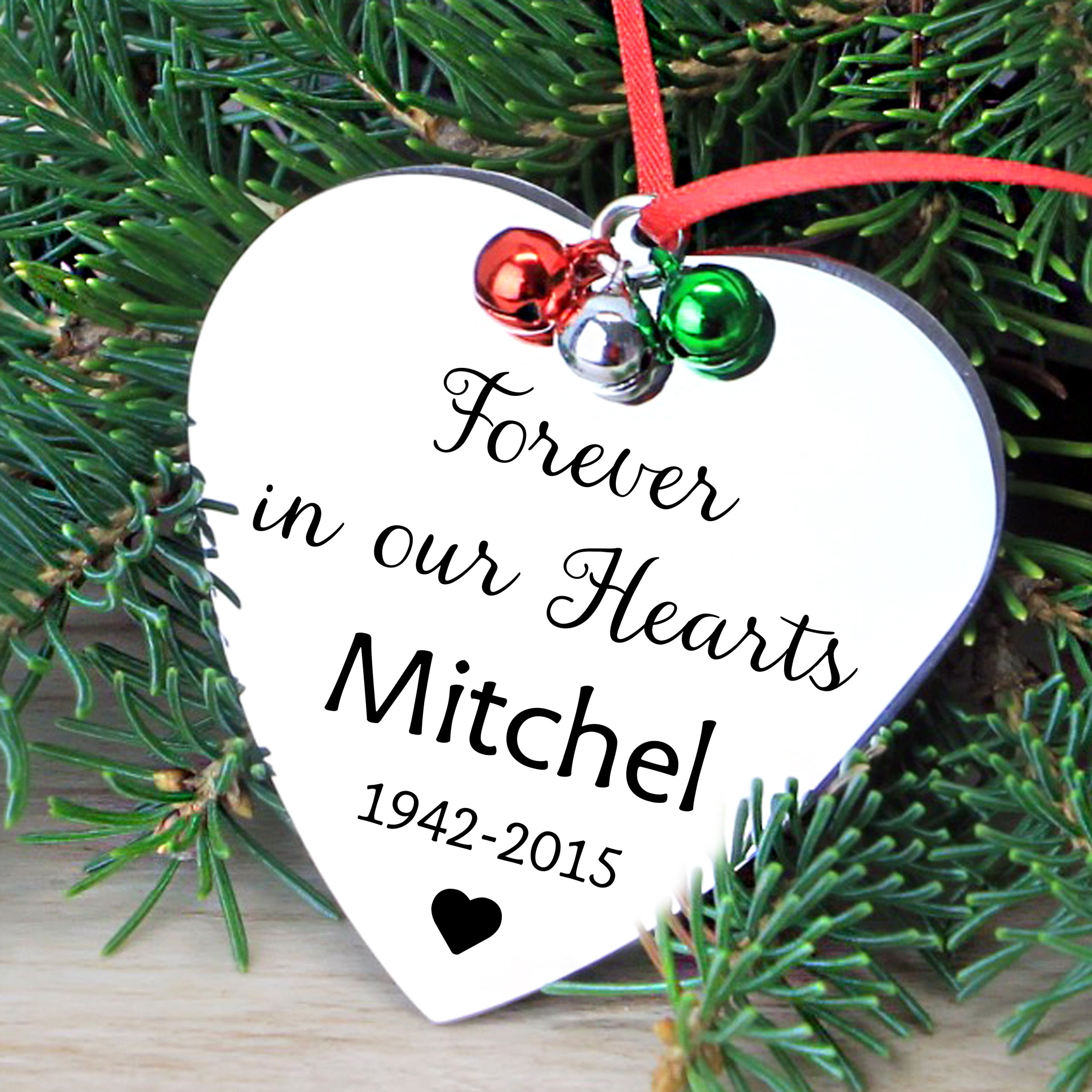 Custom Stainless Steel Heart Ornament Charm - Personalized