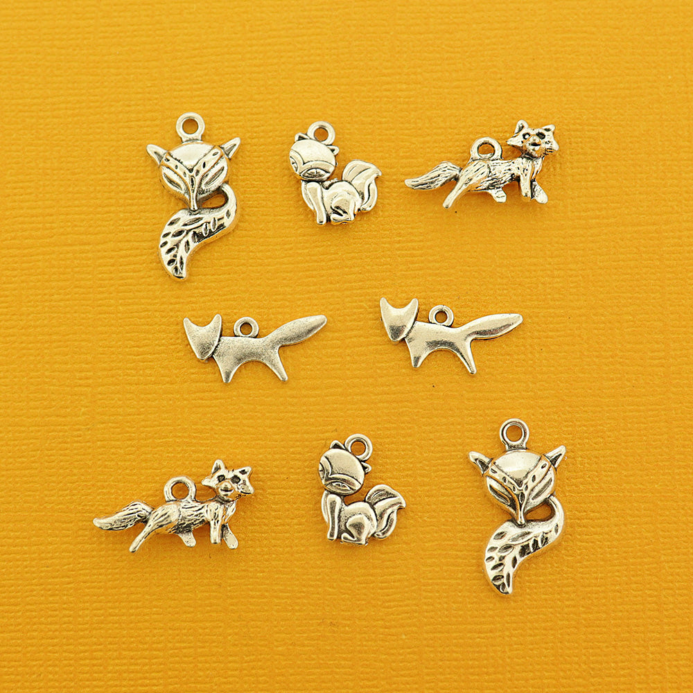 Fox Collection Antique Silver Tone 8 Charms - COL456